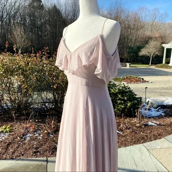NWT BHLDN Jenny Yoo Mila Convertible Ruffle Maxi Dress in Woodrose - Picture 10 of 14